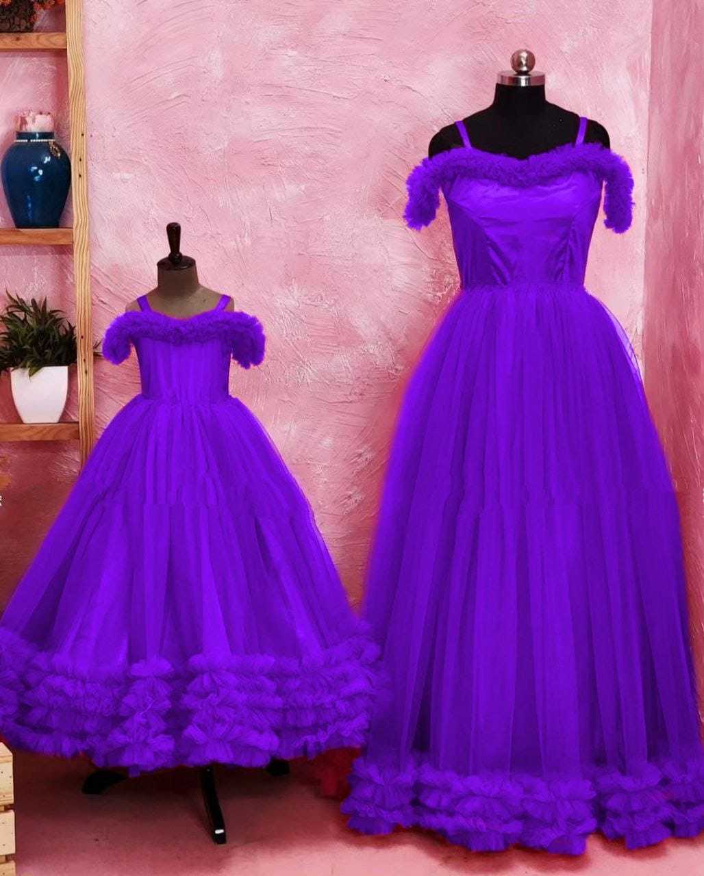 YNF SOFT NET PRI 049 MOTHER & DAUGHTER COMBO WHOLESALE GOWNS MANUFACTURER